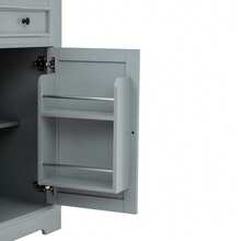 Kitchen Island On Wheels, Extendable Kitchen Island With Dining Area, Spice Rack And Drawers, Freestanding Mobile Kitchen Island, Ideal For Kitchen And Dining Room (Grey). - 灰色 - 查看 9