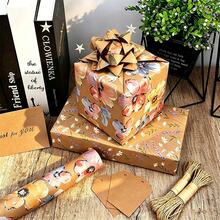1 Roll Vintage Yellow Kraft Paper Floral Gift Wrapping Paper, Large Size Roll, Suitable For Weddings, Bachelor Parties, Spring/Summer Tea Parties, New Year, Christmas Gift Wrapping Materials (Rope Not Included) - Multicolor - View 11