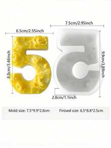 SikeSike 1pc Embossed Number Silicone Mold, Number Birthday Cake Mold, DIY Birthday Cake Decoration, Aromatherapy Candle, Chocolate Lollipop Making Silicone Mold - White - View 20