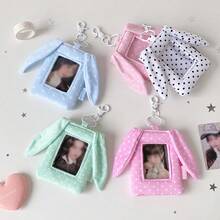 1 قطعة حامل بطاقة صور من القماش الناعم بتصميم أذني أرنب منقط، حافظة بطاقة هوية لطيفة من قماش ناعم مع سلسلة مفاتيح، أكمام صور محمولة للأصنام، واقي بطاقة حافلة الطلاب وبطاقة ائتمان الحرم الجامعي، قلادة حقيبة جميلة وجمالية هدية للمراهقات والفتيات والمعجبين، العودة إلى المدرسة - غلاف البطاقة - مشاهدة 5