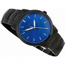 Fossil FS5693 All Black Steel Blue Dial Men Watch 44mm Minimal 3 Hand 50M Waterproof Daily Quartz Gift Wristwatch - one-size - View 2