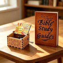 66 Bible Study Guide + You Are My Sunshine Wooden Music Box, Christian Devotional Journal With Daily Scripture, Vintage Hand Carved Inspirational Gift For Women Teens Church Groups - Perfect For Birthday, Thanksgiving & Christmas - Variant - View 1