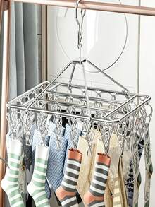 Ever Blooming 20/40 Clips Windproof Drying Rack, Socks & Underwear Hanging Storage Rack, Multi-Functional Hooks, Suitable For Home And Retail Scenarios, Back To School Season Drying Rack, Home Decor - Multicolor - View 8