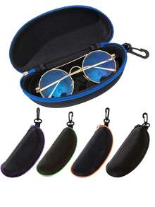Portable Anti-Pressure Zipper Glasses Case With Carabiner Clip, Textured Hard Shell Eyewear Storage, Unisex, Minimalist Design, Suitable For Hanging On Backpack, Car Accessory, Travel Essential, Vacation Must-Have Fashion Glasses Storage Box - Multicolor - View 8