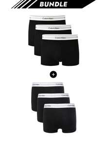 Calvin Klein [حزمة] 3 عبوات من سراويل داخلية رجالية من Icon + 3 عبوات من سراويل داخلية رجالية - أبيض وأسود + أسود - مشاهدة 1