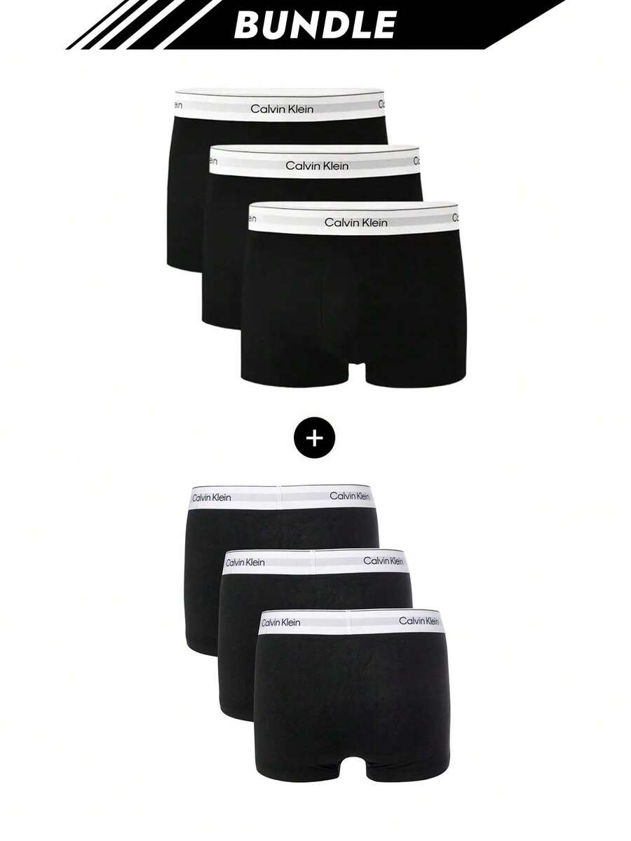 Calvin Klein [حزمة] 3 عبوات من سراويل داخلية رجالية من Icon + 3 عبوات من سراويل داخلية رجالية - أبيض وأسود + أسود - مشاهدة 1