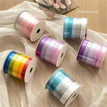 5 Colors/Roll Polyester Satin Ribbon, Gift Wrapping Floral Decorative Ribbon, Handmade Decoration Ribbon, Premium Chiffon Yarn Bouquet Floral Wrapping Ribbon, Birthday Gift Wrapping Ribbon, Birthday Decoration Balloon Ribbon - Multiple Styles - View 7