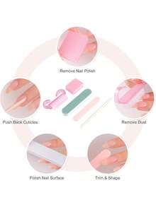 5/15/25/75 Peças Conjunto de Manicure e Pedicure, Conjunto de Mini Lixa de Unha e Palito de Madeira Laranja, Lixa de Unha Dupla Face, Empurrador de Cutícula de Madeira, Ferramenta de Limpeza de Unhas, Bloco de Polimento de Unhas, Caneta de Arte de Unhas, Suprimentos DIY para Cuidados com as Unhas para Técnicos de Unhas - Multicolorido - Visão 4
