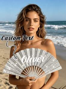 Customized Name Hand Fan, Foldable Paper Wedding Fan, Personalized Wedding Favor, Wedding Reception Fan, Bridesmaid Accessory, Birthday Party Fan - Multicolor - View 3