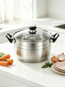 12pcs/6pcs Stainless Steel Cookware Set Stockpot Saucepan Frying Pan Set With Tempered Glass Lids Heat Resistant Handles Induction Gas Electric Stove Compatible Kitchen Cooking Pots Pans,Durable And Easy To Clean - View 9