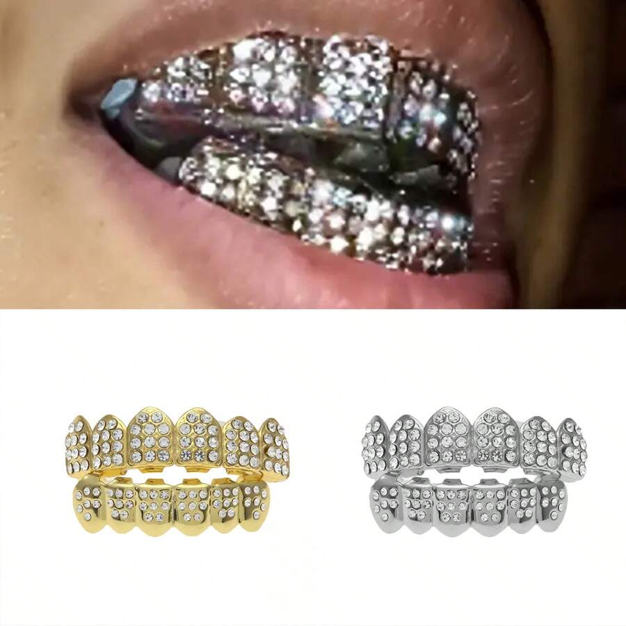 HIPHOP Style Gold Grillz Full Mouth 6 Teeth Dental Caps - Multicolor - View 1