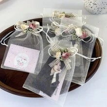 6pcs Party Gift Mesh Packaging Bags, Drawstring Pouches, Gift Packaging Bags, Premium Exquisite Gift Bags, Bow Flower Drawstring Gift Packaging Bags, Women's Jewelry Gift Bags, Large Capacity Storage Bags, Suitable For Party, Birthday, Wedding And Other Mesh Drawstring Gift Packaging Bags. - Gift Bags - View 3