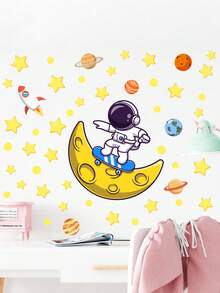 Glow In The Dark Stars, Planets, Mars And Space Wall Stickers, Suitable For Bedroom, Ceiling, Wall And Window, Self-Adhesive Removable DIY Decorative Stickers - Multicolor - View 4