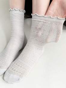 1/3 Packungen Damen Knöchelsocken in verschiedenen Farben, atmungsaktiv mit Rüschenbündchen, gemütlich im Cottagecore-Stil für Zuhause, Loungewear und lässigen Alltag - Verschiedenfarbig - Übersicht 5