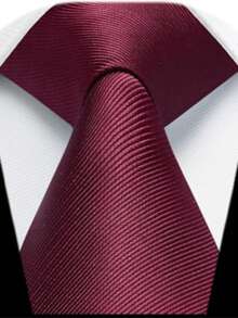 1pc Men's 8cm Burgundy Tie, Fashion Casual Formal Tie For Wedding And Party - Burgundy - View 2