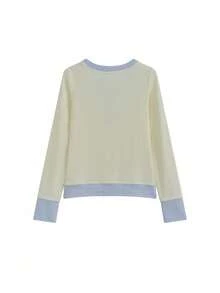 Korean Style 2 In 1 Patchwork Long Sleeve T-Shirt Women Spring Gentle Style Slim Fit Inner Layer Base Top - Apricot - View 6