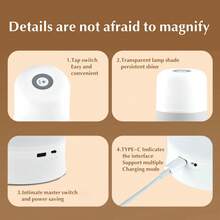 Modern Touch LED Bedside Lamp, 16 Colors, 3 Modes, USB Powered, Rechargeable Lithium Battery, Remote Control, Suitable For Bedroom, Living Room And Camping - White - View 9