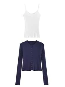 Early Autumn Hot Girl Knitted Camisole Cardigan, Spring Women's Inner Layer Outerwear, Korean Style Short Length Elegant - Picture Color - View 7