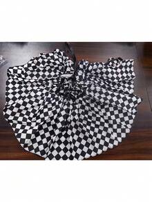 1PC Black & White Plaid Fake Collar Decoration, Collar, Fake Collar, Clown Costume Plaid Fake Collar Pullover, Unisex Clothing Accessory, Role Play, Halloween Costume, Halloween Women's Clothing, (One Size Randomly Shipped Clown Collar And Clown Sleeve Style) - Black - View 6