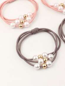 12pcs Pearl Hair Ties, Random Colors, Suitable For Girls - Multicolor - View 3