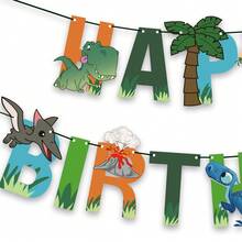 恐龍生日掛旗橫幅，多色動物恐龍造型派對裝飾，適用於生日主題派對裝飾 - style2恐龍拉旗 - 查看 5