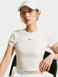 Nike 女款 AS W NSW NK CHLL 針織短袖 T-Shirt 無領短版 THF9539-134 - 白色 - 查看 1