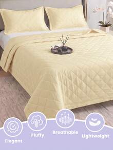 1pc Cooling Quilt, Bedspread, Bedding, Air Conditioning Blanket, Yellow Diamond Pattern, Room Decor, Breathable & Lightweight, Ultra Soft & Comfortable, Suitable For Single/Double/Queen/King Size Bed, Suitable For Home And Dorm, Pillow And Pillowcase Not Included, Machine Washable - Yellow - View 6