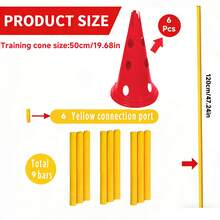 CENLEN 6 Training Cones With 50cm Diameter And Perforated Openings And 3 1.2-Meter Adjustable Portable Training Poles. Dog Agility Training Set, Perforated Obstacle Barrel Hurdle Frame, Indoor And Outdoor Agility Training Kit. - Orange - View 5