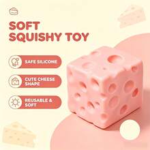 Food Model Squeeze Toy, Pink Square Cheese Block Toy, Slow Rebound TPR Squishy Toy, Creative Party Gift For Holiday Gatherings - Multicolor - View 6