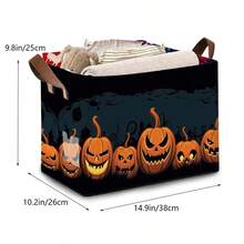 1 buah Keranjang Penyimpanan Halloween, Kotak Penyimpanan Kain untuk Mainan, Kotak Penyimpanan Mainan, Wadah Organizer Lipat untuk Dekorasi Ruangan dan Rumah, Wadah Penyimpanan, Keranjang Hadiah Halloween untuk Mainan dan Perlengkapan Lainnya - MultiWarna - View 11