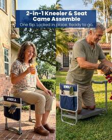 Foldable Garden Kneeler And Seat With Thick Comfort Pad, Heavy Duty Portable Gardening Bench With Large Tool Storage Pockets - A - View 3