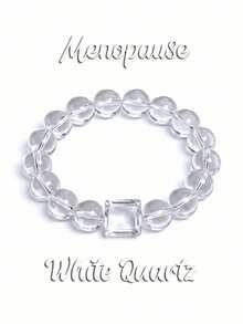 Quartz Beaded Bracelet, Helps Maintain Emotional Balance, Simple Style Skin-Friendly Elastic Cord Jewelry - White - View 1