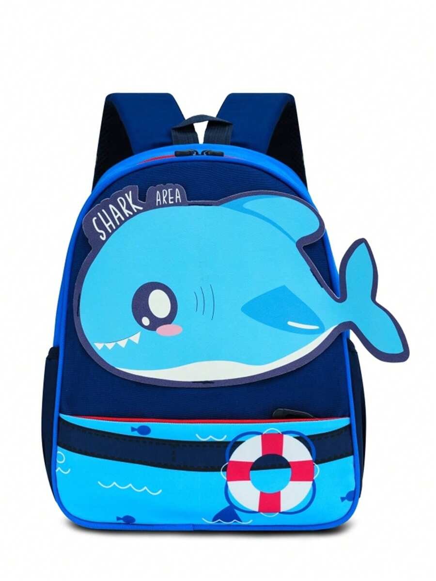 Nueva mochila estilo Academia de Tiburón, linda, ligera y de gran capacidad - Azul Marino - Ver 1