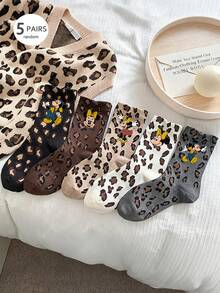 1/5 Pairs Disney Socks, Mickey Socks, Minnie Mid-Calf Socks, Cartoon Series Cute Cool Unisex Style, Premium Mid-Calf Socks, Printed With Disney Mickey Pattern, Perfect Holiday Gift, Random Shipment - Multicolor - View 9