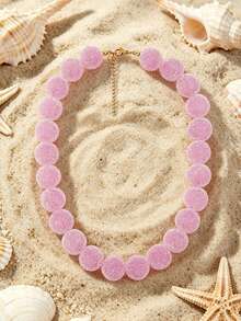 1 Peça Colar Pingente com Contas em Formato de Coração de Cor Doce e Fofa, Banhado a Ouro 18K, Adequado para Festa e Uso Diário, Presente para Esposa, Mãe, Namorada, Joias Femininas - Multicolorido - Visão 29
