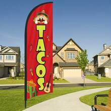 RXDAMTECH Commercial Mexican Feather Flag, 7.2FT Outdoor Advertising Curved Banner (Includes Flag Pole And Ground Stakes) - Tear-Resistant Polyester Mexican Signage For Stores And Events - Advertising Flag - View 6