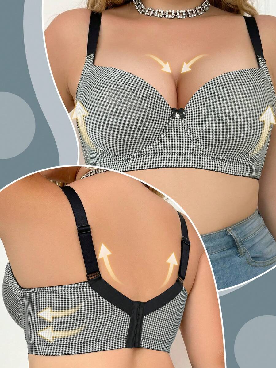 mimilemon Bra Berkawat Ukuran Plus Wanita, Kain Nyaman dan Bernapas, Mengangkat Payudara, Tali Bahu Lebar yang Dapat Diatur dan Pita Lebar yang Stabil