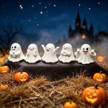 1 Set Of 5 Halloween Ghost Figurines, Holiday Atmosphere Decoration - View 5