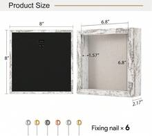 8x8 Shadow Box Frame With Soft Linen Back - Easy Opening Memory Display Case Of Flower, Pictures, Art And More, Rustic White - ColorC - View 6