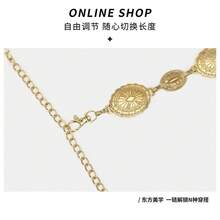 1件女款金屬雕花波希米亞西式幾何復古腰鍊，休閒百搭時尚金色 - D - 查看 2