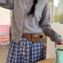 女款寬腰帶，附口袋裝飾腰包，復古風格，牛仔褲小眾配件 - 駝色(絨面) - 查看 3