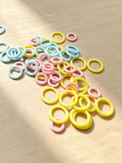 [60pcs Set]Knitting Needle Marker Rings, Smooth Multicolor Plastic Crochet Positioning Rings, For Knitting Enthusiasts And DIY Handicraft Players, Three-Color Mixed Marker Ring Set, Minimalist Macaron Color Scheme Handicraft Accessories In Three Sizes: Large, Medium, Small