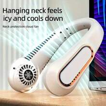 Smart Digital Display Bladeless Neck Fan, Lightweight Hair- Design, Portable Small Fan For Outdoor Sports, Fitness, Shopping, Indoor Office - Neck Fan - View 2