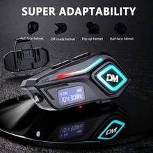 D&M Casco de motocicleta con auriculares Bluetooth, micrófono doble, radio FM, pantalla LCD, larga autonomía, llamadas sin contacto, conversación clara, reproducción de música. Auriculares de comunicación para cascos, ideales para motociclistas y ciclistas de terreno, compatibles con todos los tipos de cascos. - A - Ver 6