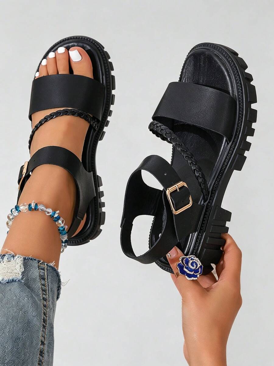European And American Minimalist Fashion Roman Fairy Wedge Thick Sole Sandals Women Gladiator Sandals