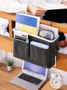 2pcs/1pc Multifunctional Dorm Hanging Storage Bag, Fabric Bedside Phone Organizer, Top Bunk Bedside Storage Tool, Student Sundries And Bed Sheet Hanging Basket, Dorm Storage Tool, Bedside Storage Bag, Storage Supplies - Multicolor - View 5