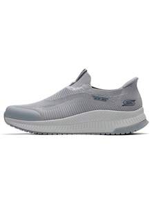 Skechers Breathable Flyknit Mesh Lightweight Foam Sole Men's Slip-On Walking Shoes - Grey - View 1