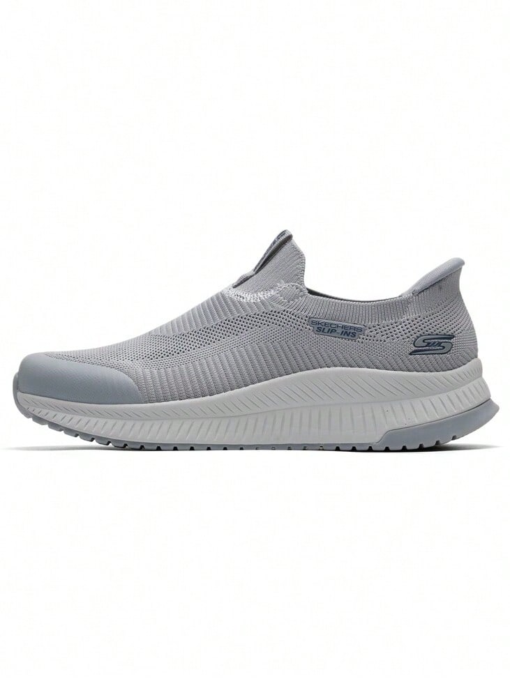 Skechers Breathable Flyknit Mesh Lightweight Foam Sole Men's Slip-On Walking Shoes - Grey - View 1