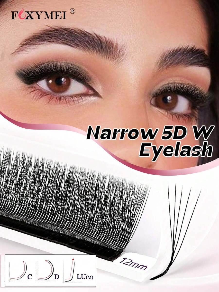 FOXYMEI 12 Rows Narrow Angle 5D W-Shape Eyelash Extensions C/D Curl Auto-Fan Voluminous Style 8-15mm Imported Material Handmade False Eyelashes 0.07mm Dense Rich Makeup Look High Quality Wholesale - Multicolor - View 1