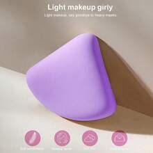 10 PCS Taro Purple All-In-One Beauty Tool Set, Mini Teardrop Makeup Sponges, Heart Cushion Puffs, Triangle Velvet Puffs, Foundation Setting & Cleaning Kit - Multicolor - View 5